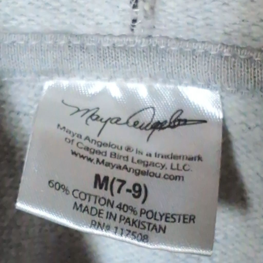 Maya Angelo Caged Bird Legacy Yourh Graphic Hoodie, Size M (7-9) - Picture 2 of 5